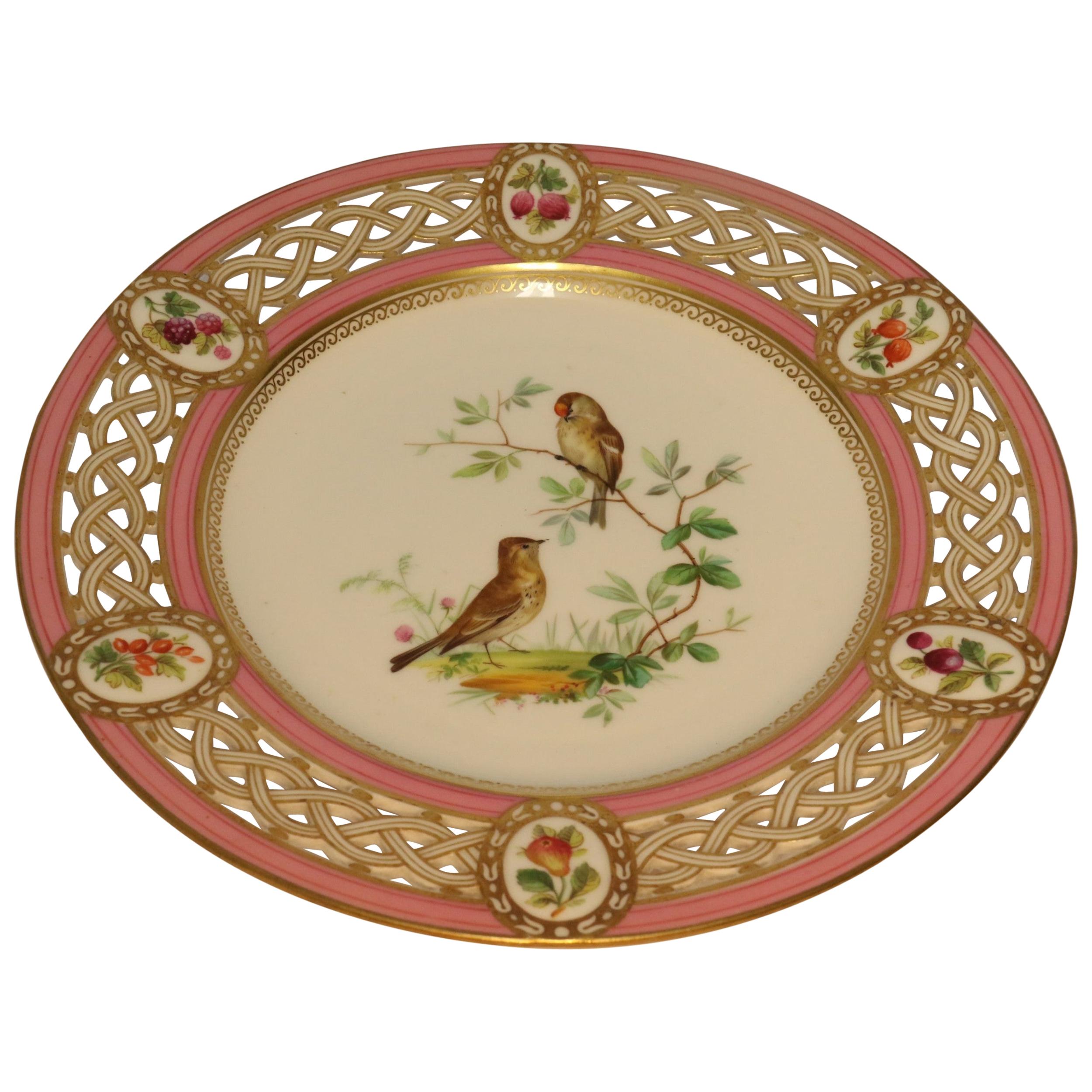 Antique English Hand Painted and Gilded Porcelain Cabinet Plate Made by Minton For Sale