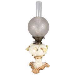 Antique English Hand-Painted and Gilt Porcelain Floral GWW Lamp by Moore's