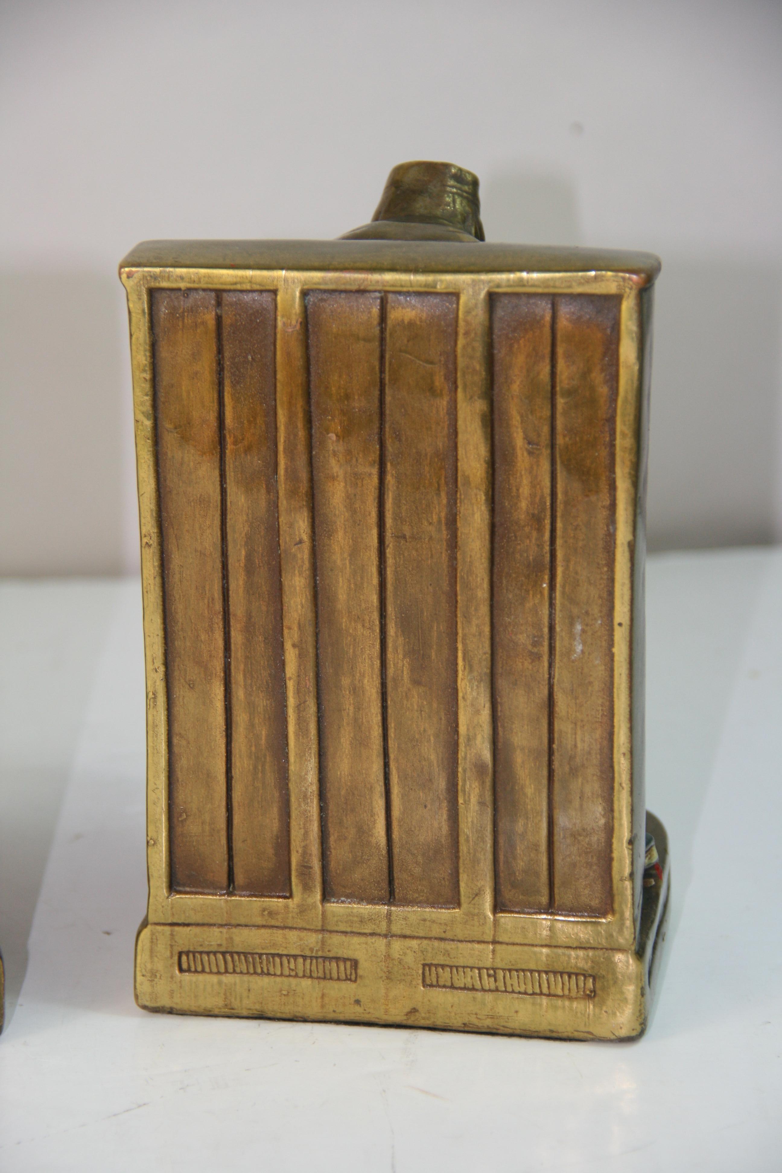 Antique English Hand Painted Brass Scholar Bookends For Sale 7