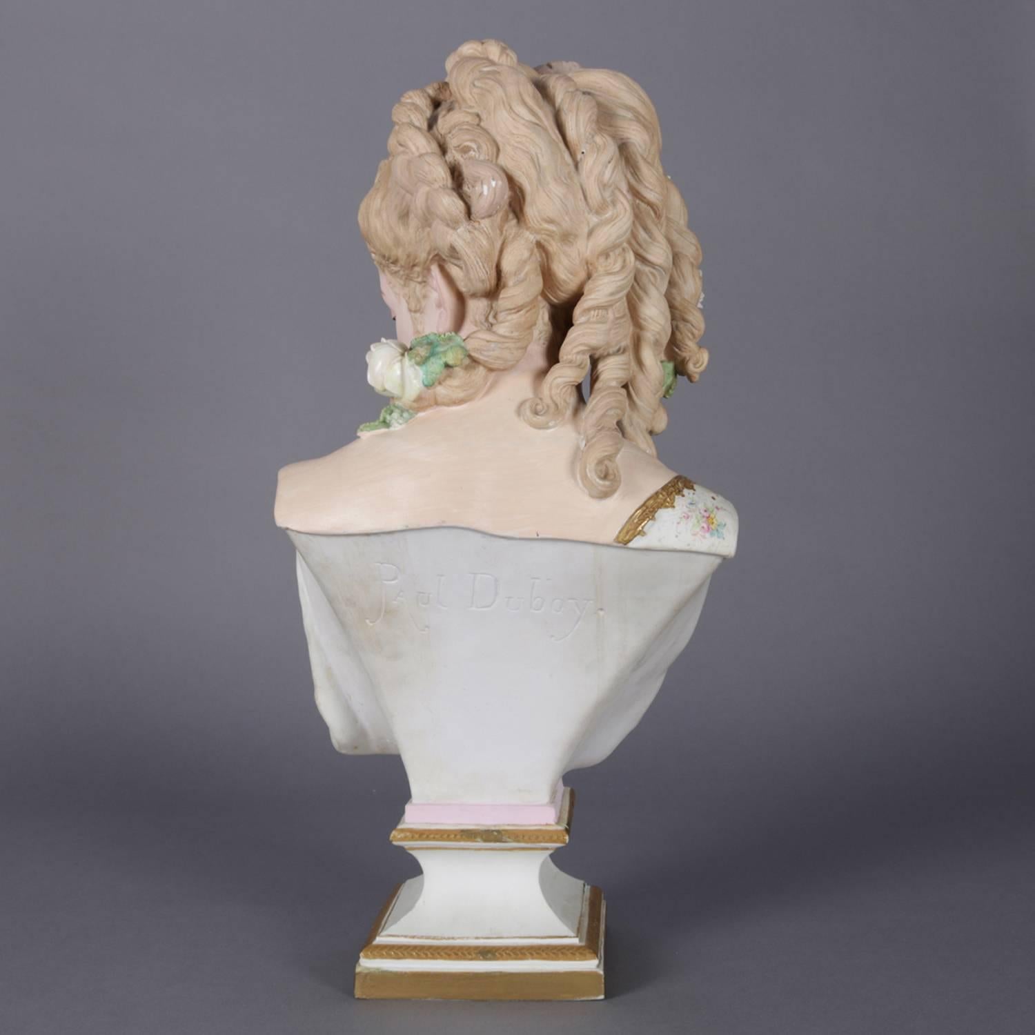 Antique English Hand-Painted Gilt Chelsea Bisque Porcelain Portrait Bust In Good Condition In Big Flats, NY