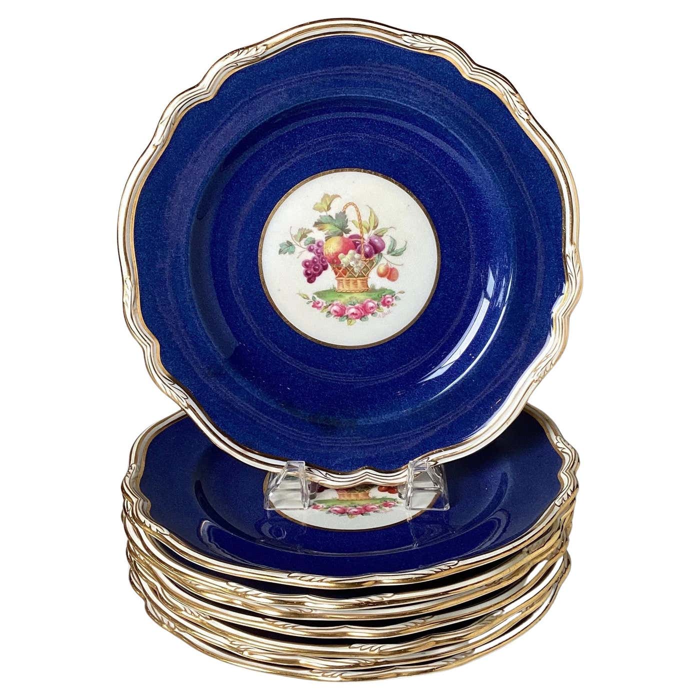 Antique English Hand Painted Service Plates Set of Eight For Sale at ...