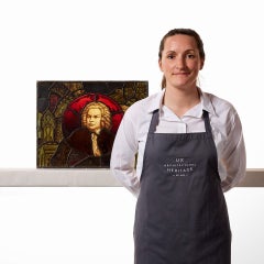 Antique English Hand Painted Stained Glass Window