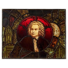 Antique English Hand Painted Stained Glass Window