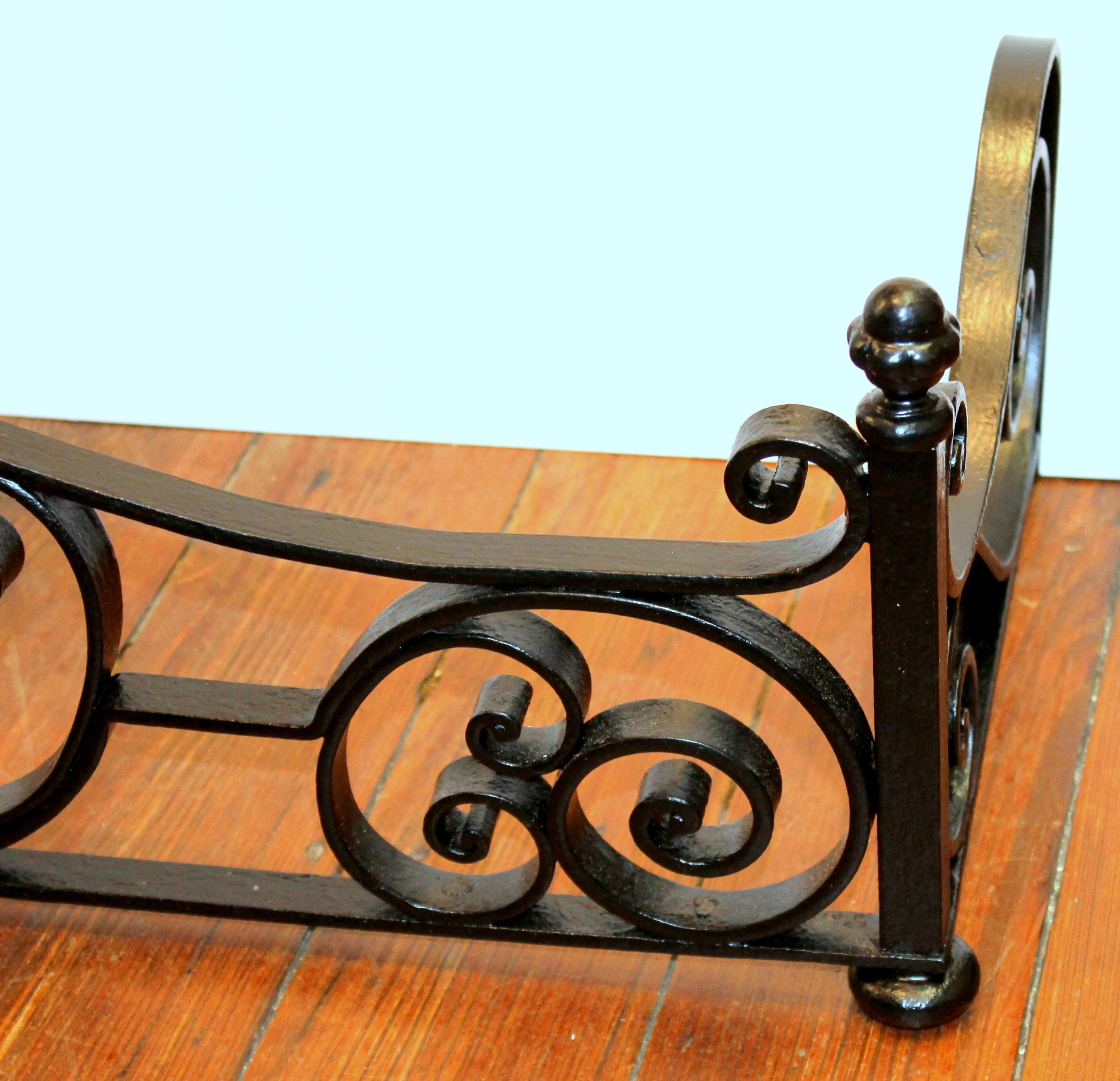 Antique English Hand Wrought Iron and Cast Brass Fireplace Fender 6