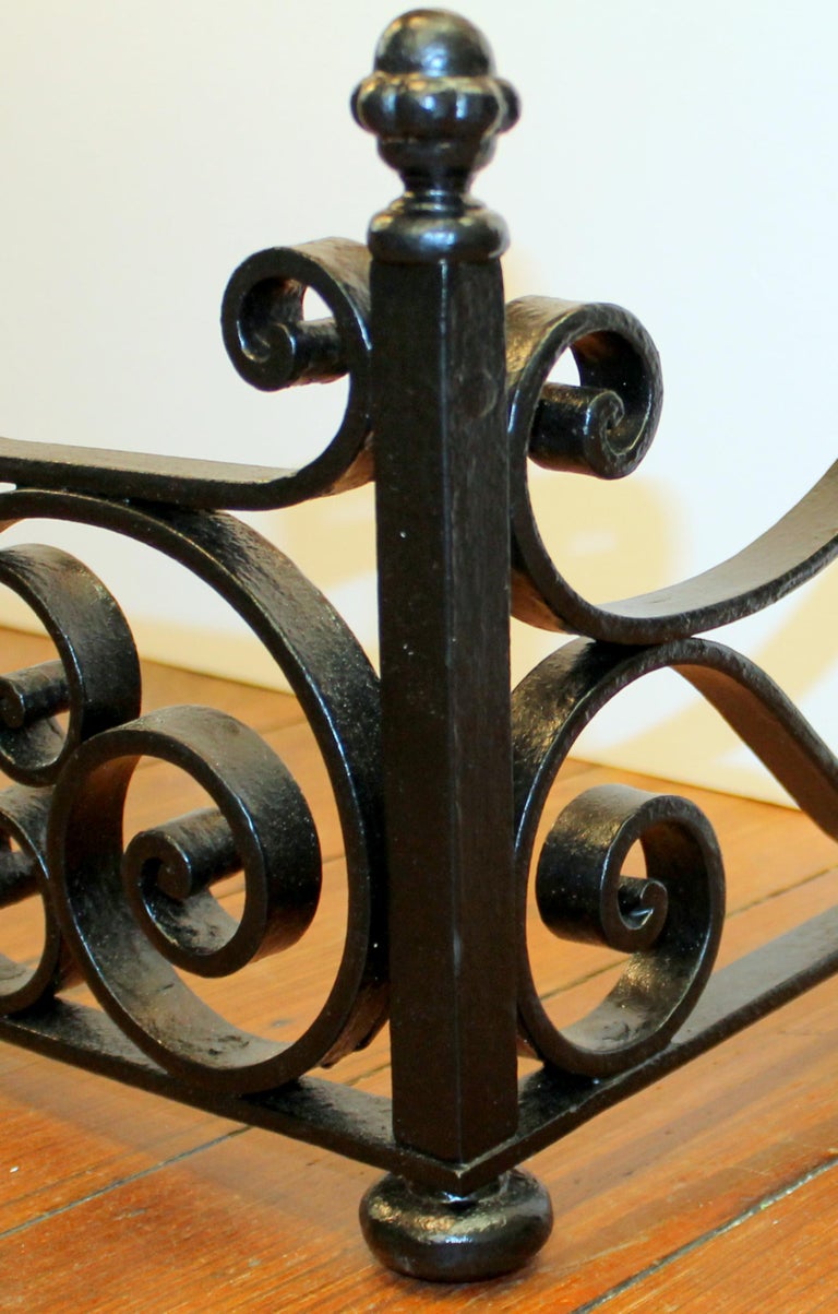 Antique English Hand Wrought Iron And Cast Brass Fireplace Fender