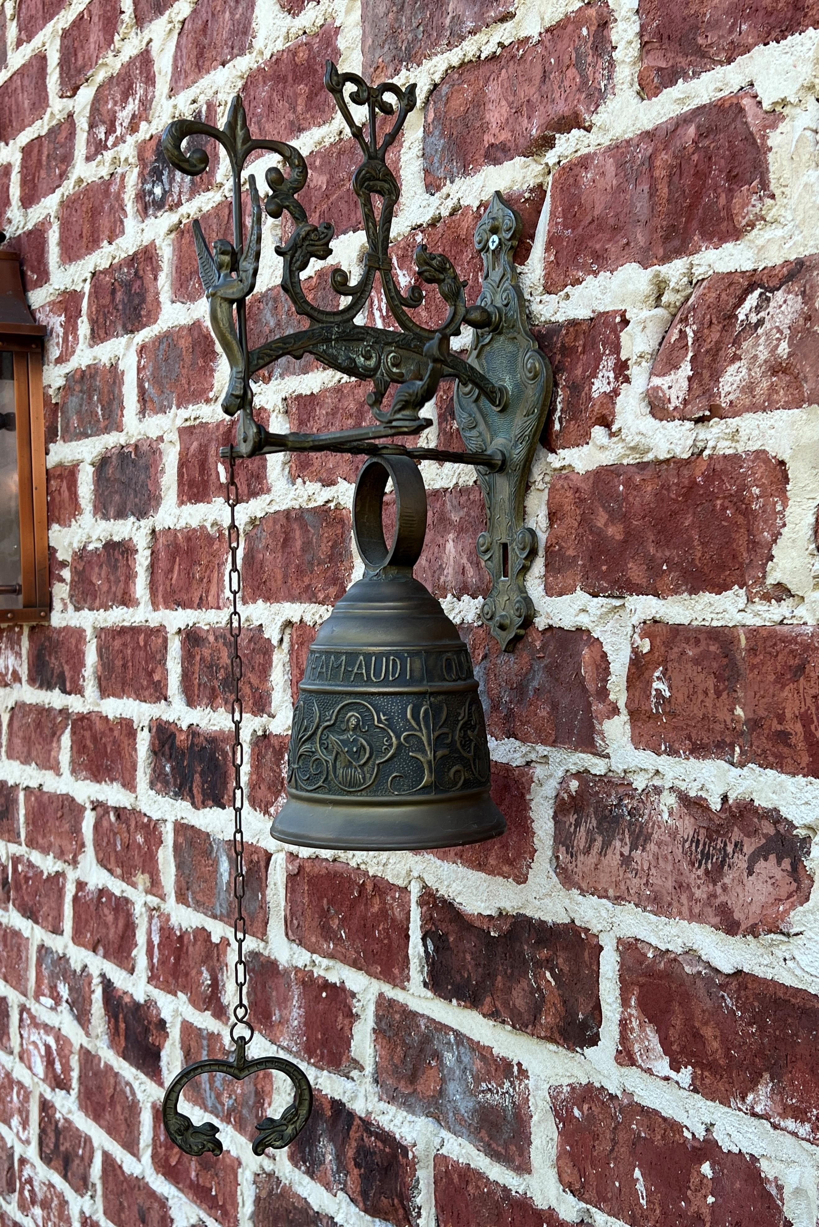 Early 20th Century Antique English Hanging Brass Shop Bell Church Garden Dinner Bell Large 1920s
