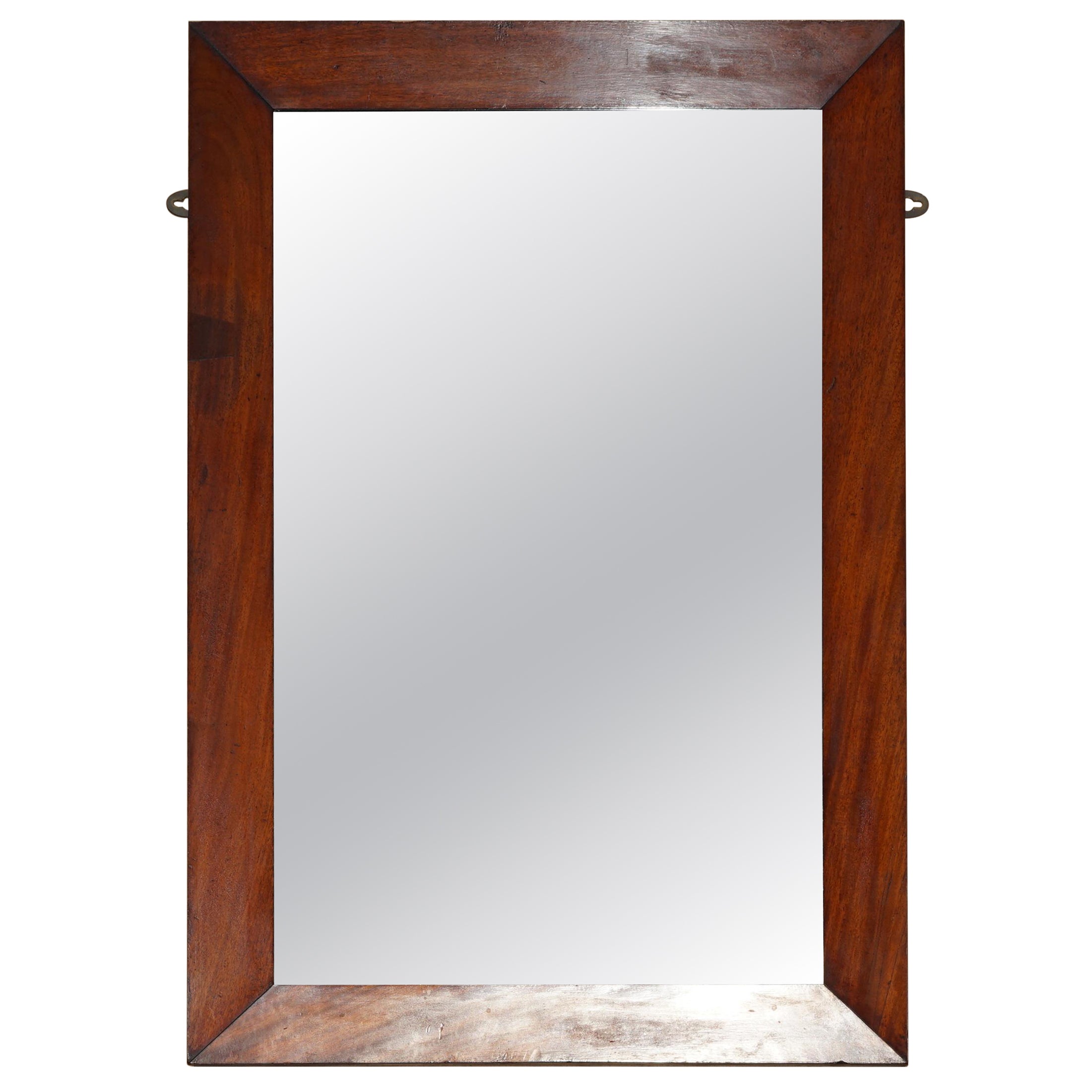 ANTIQUE ENGLISH HARDWOOD GEORGIAN WALL MOUNTED MIRROR WiTH BEVELLED FRAME For Sale