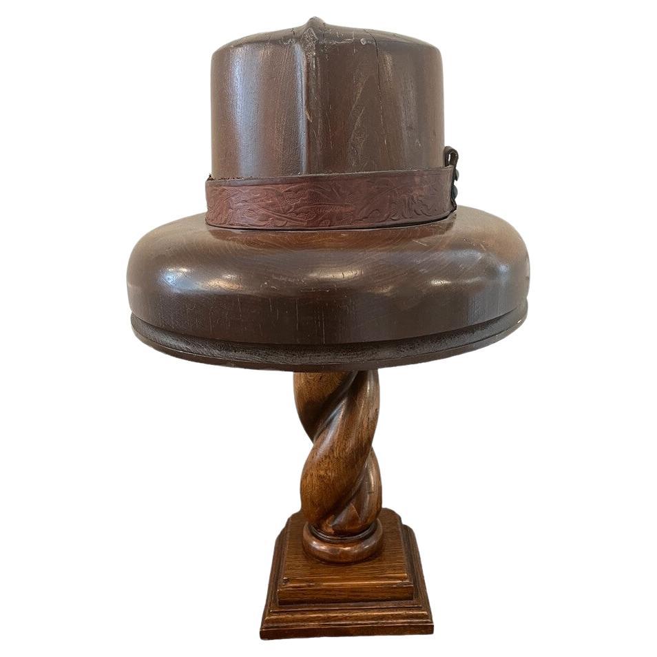 Antique English Hat Mold on Stand For Sale