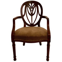 Antique English Heavy Mahogany Desk Chair, circa 1850-1870