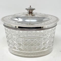 Antique English "Henry Atkins" Crystal & Silver Drinks & Biscuit Tantalus c 1880