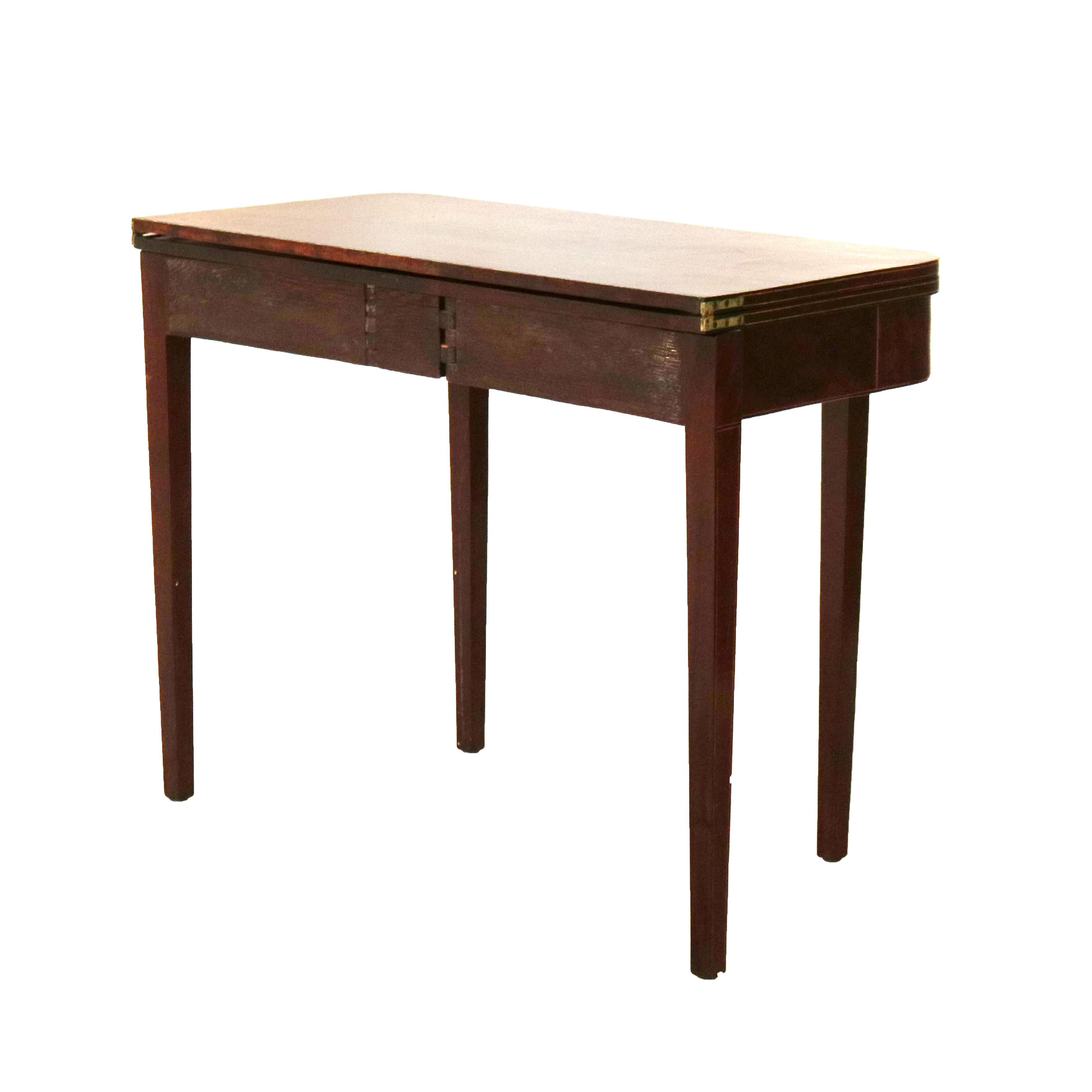 Antique English Hepplewhite Flame Mahogany Inlaid & Banded Game Table 19th C For Sale 7