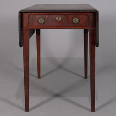 Antique English Hepplewhite Inlaid Mahogany Pembroke Drop-Leaf Table