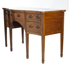 Antique English Hepplewhite Mahogany Stylized Bow Front Sideboard, Circa 1820
