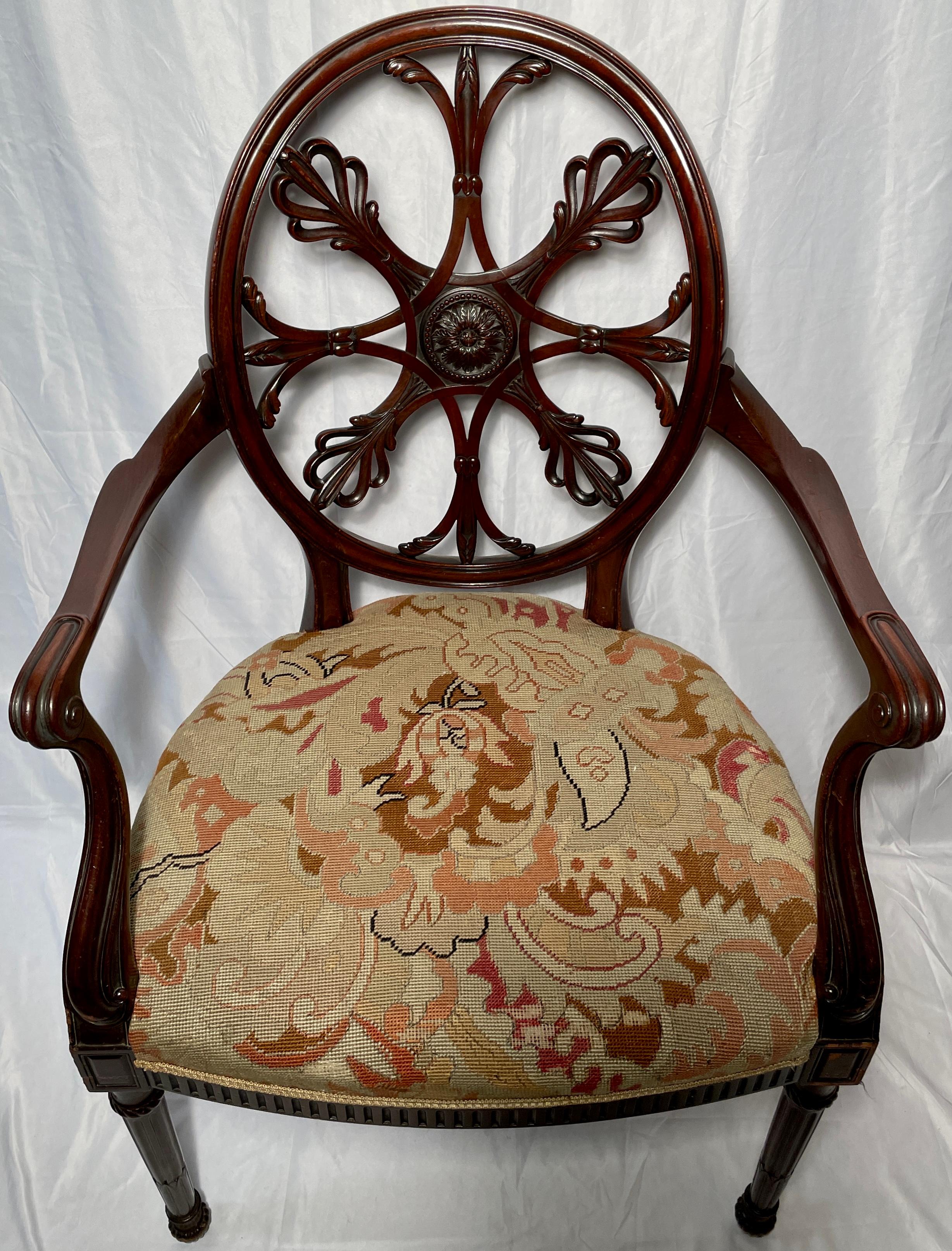 Antiker englischer Hepplewhite-Sessel mit runder Rückenlehne, um 1880 (Englisch) im Angebot