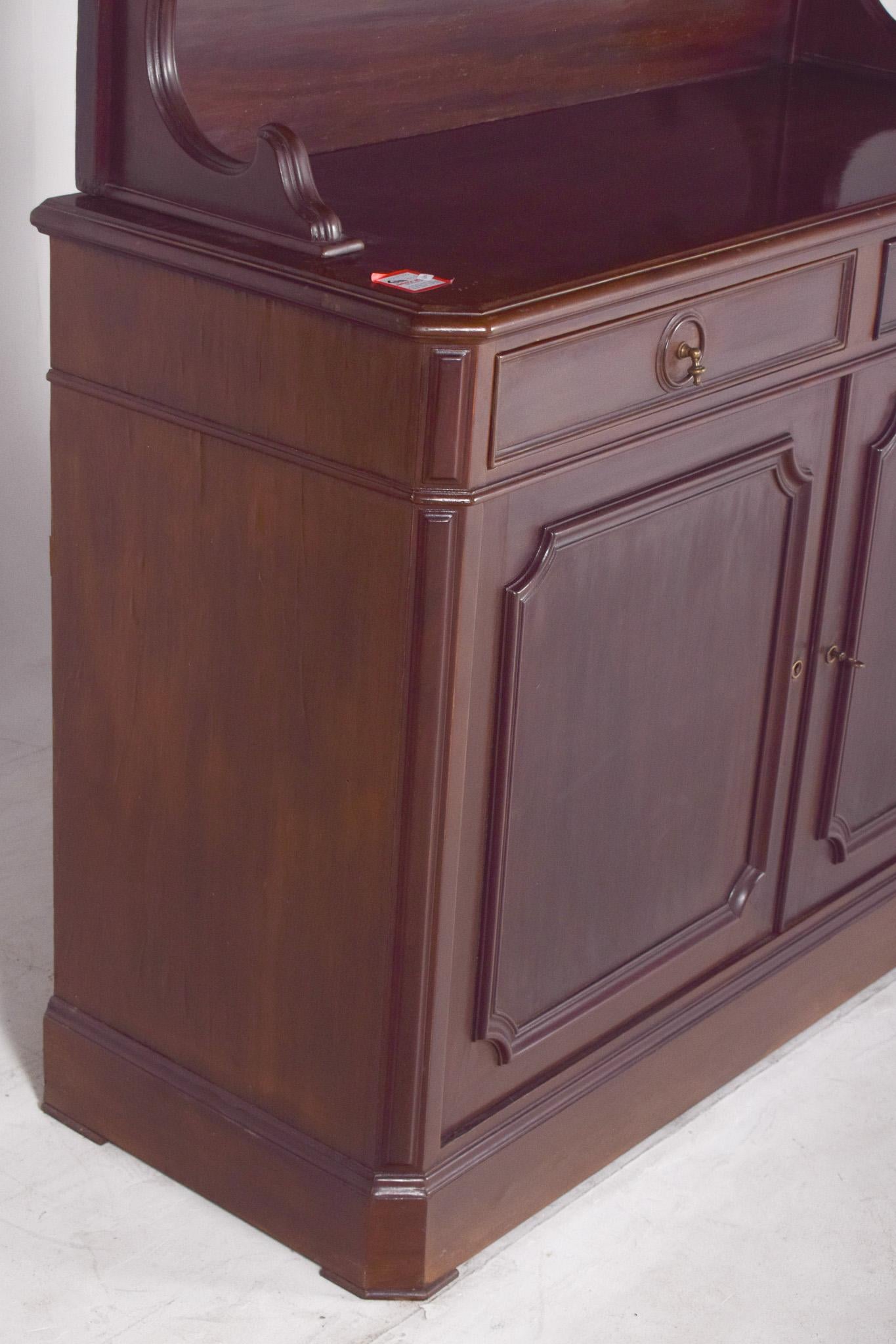 Wood Antique English High Rise Sideboard For Sale
