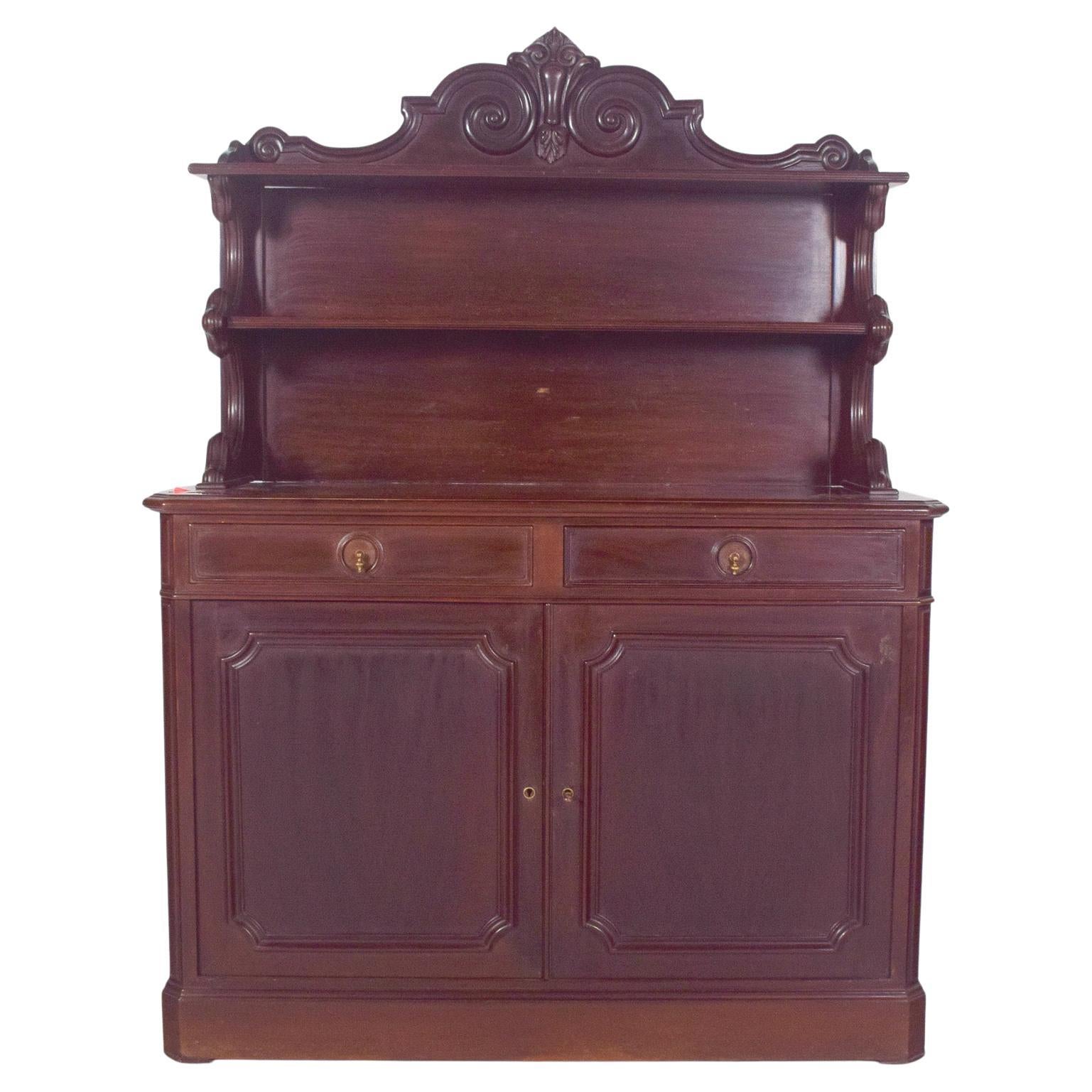Antique English High Rise Sideboard For Sale