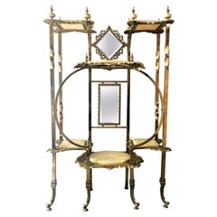 Antique Etagere vittoriana in ottone e onice, circa 1890-1910