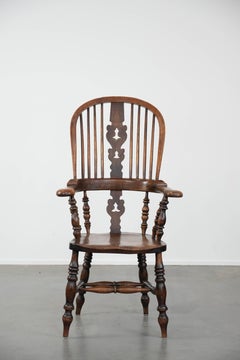 Antique English Highback Windsor Chair from the 18th Century