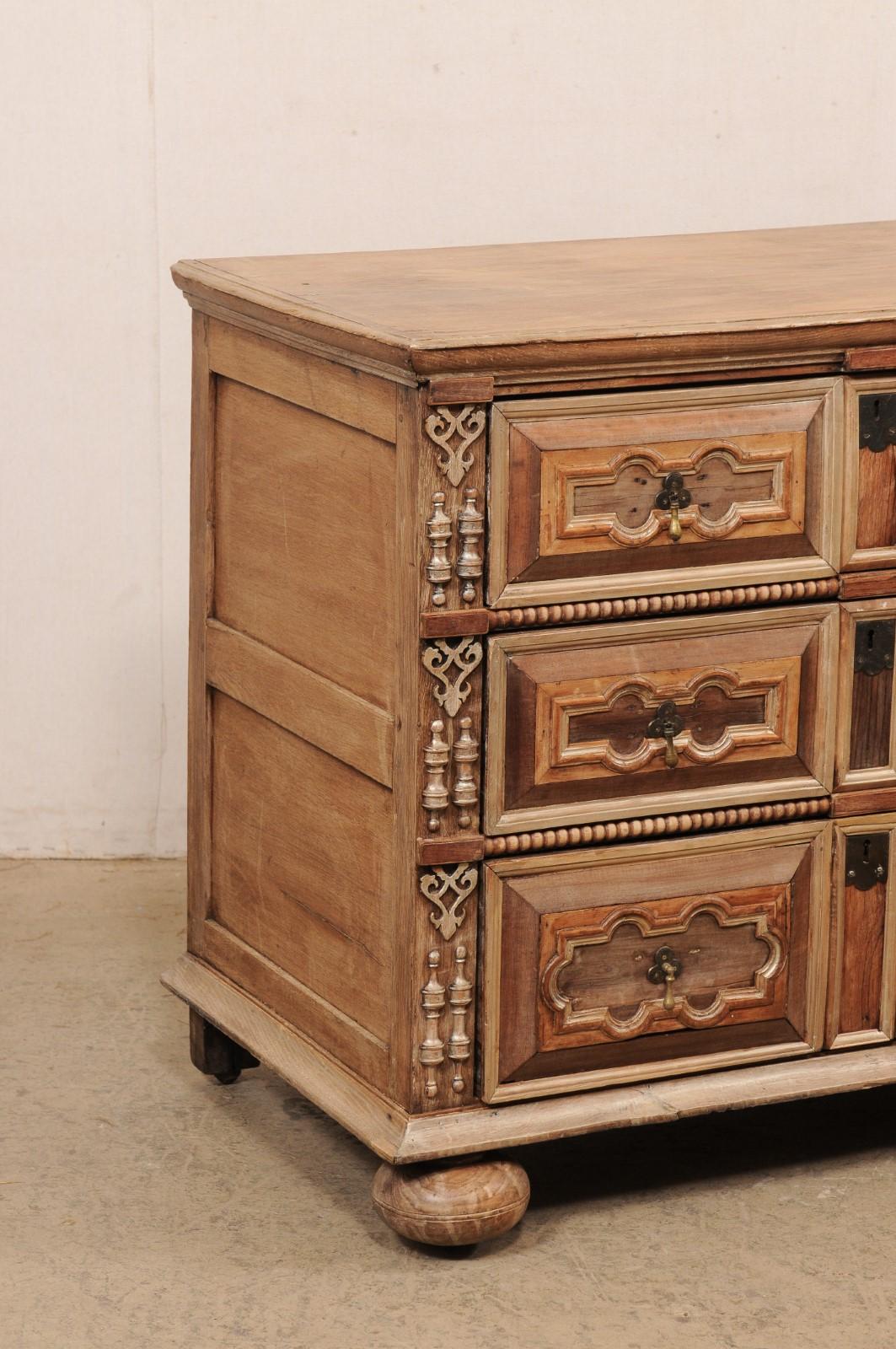 19th Century Antique English Highly-Decorated Carved-Wood Chest of Drawers For Sale