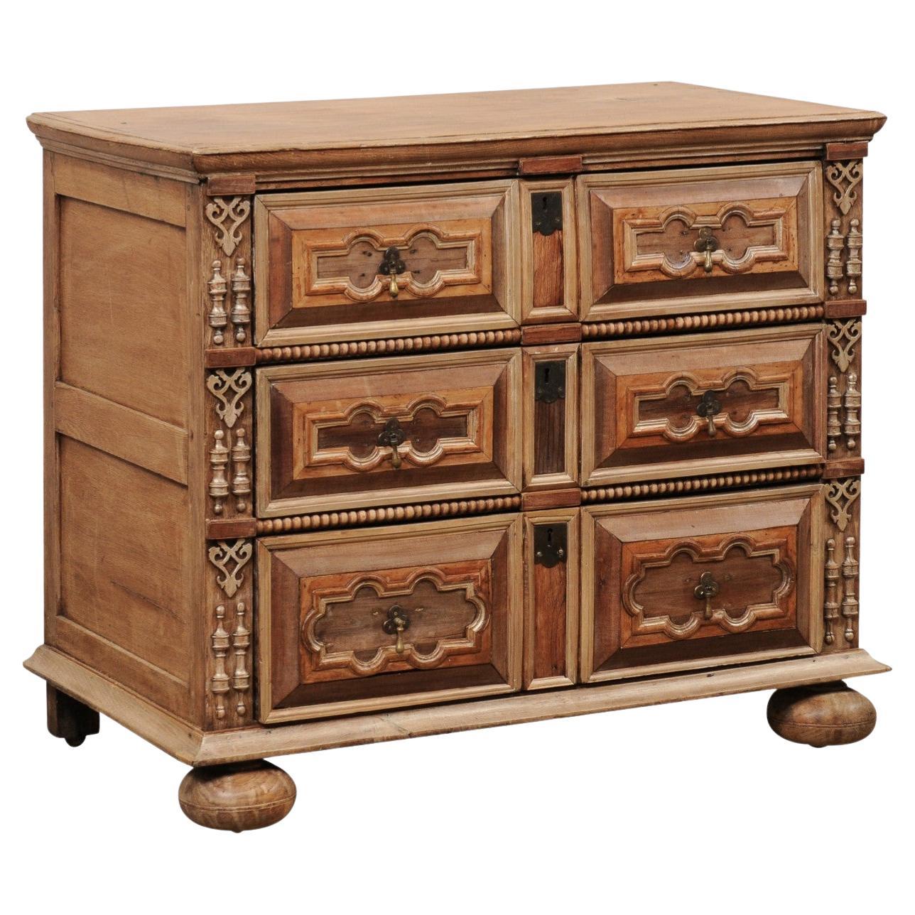 Antique English Highly-Decorated Carved-Wood Chest of Drawers For Sale
