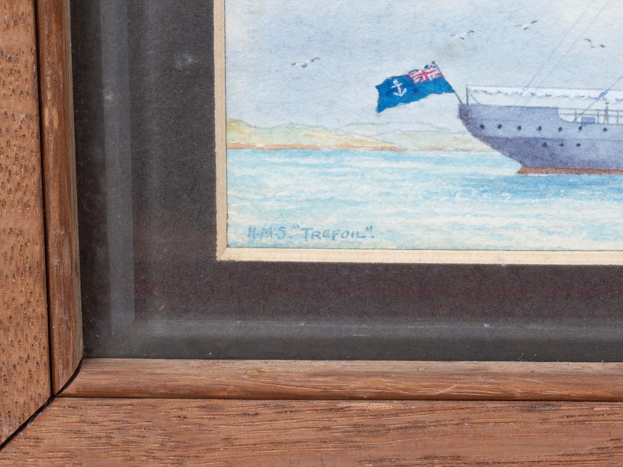 Coffret de présentation de lancement de navire HMS Trefoil anglais ancien en vente 4