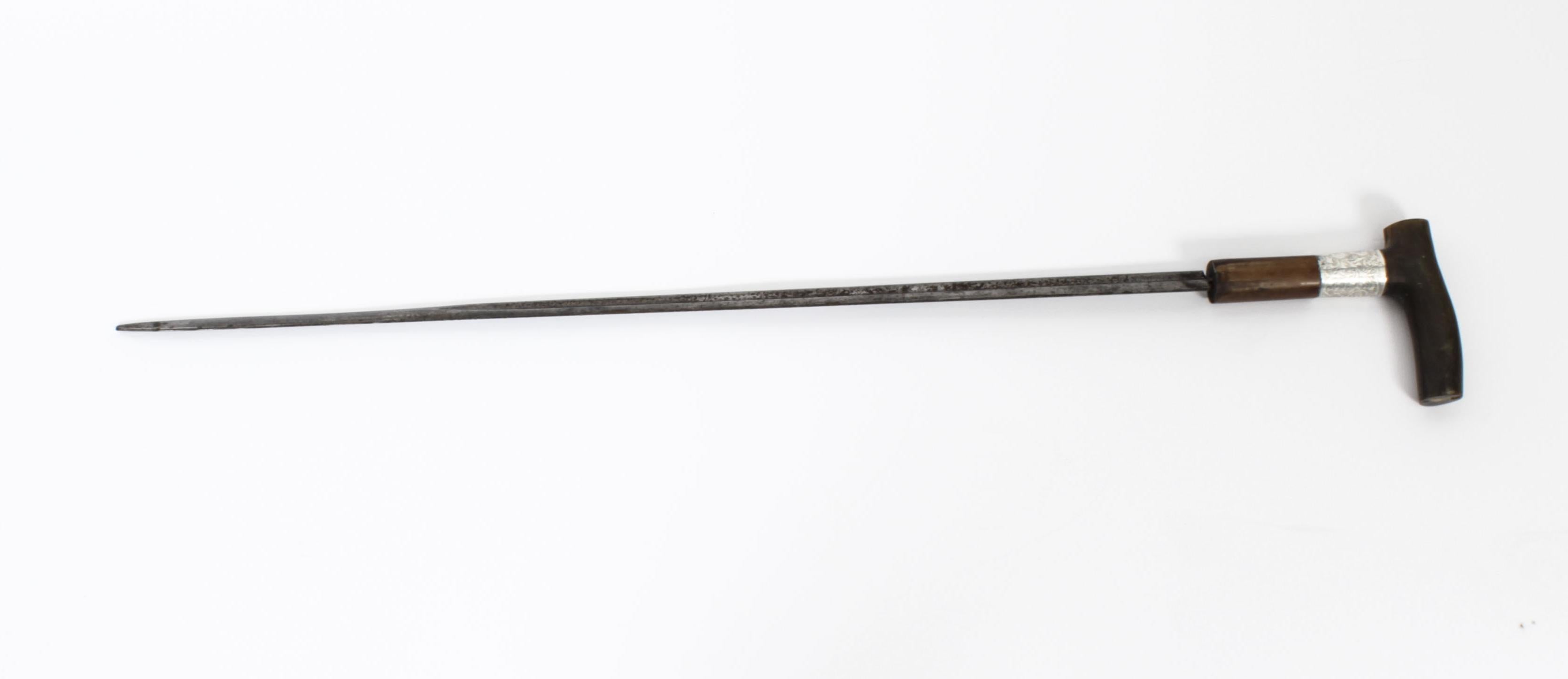 Late 19th Century Antique English Horn & Malacca Sword / Walking Stick Cane 19th Century