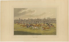 Antique English Horse Racing Print by Henry Alken, “Racing”, circa 1822