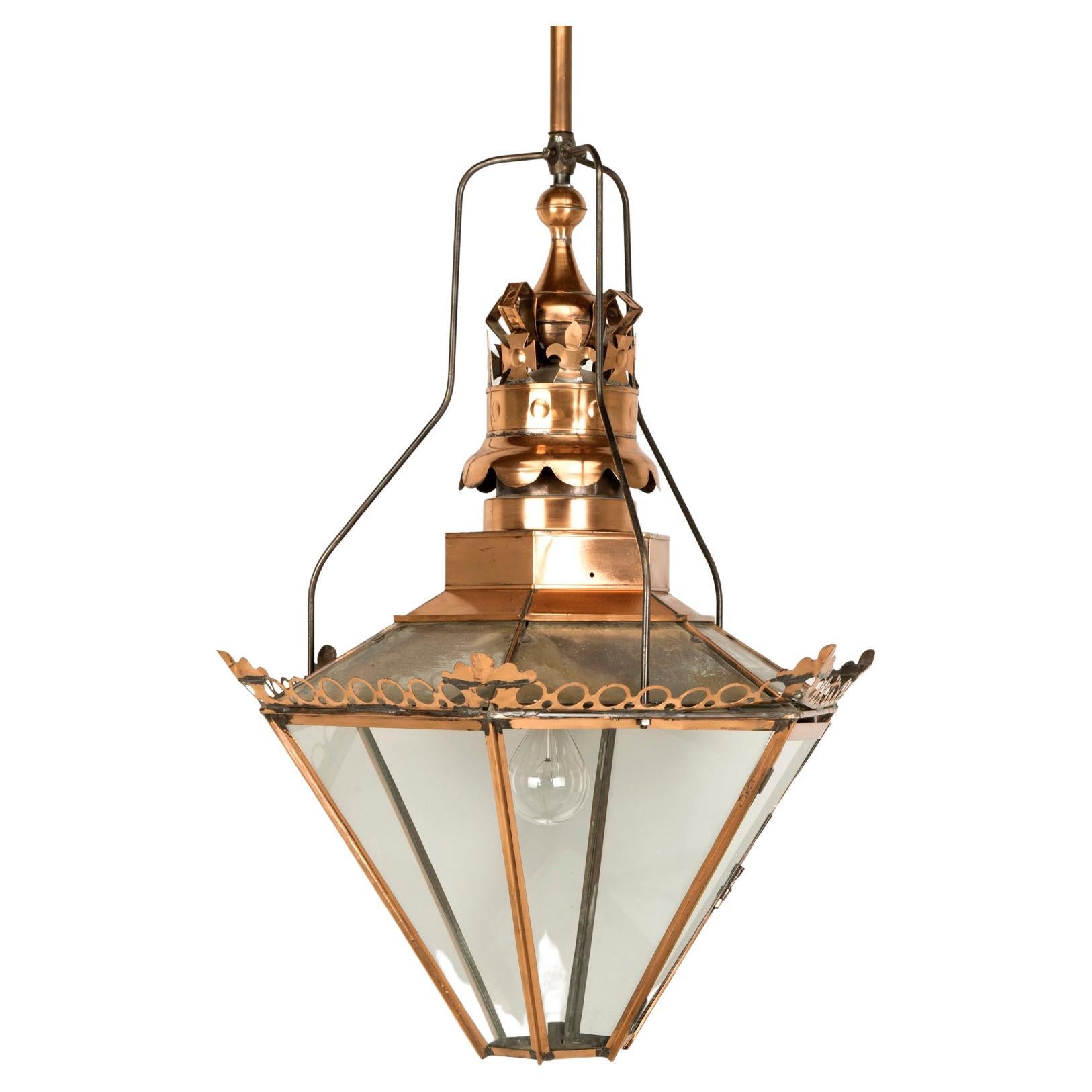 Ancienne lanterne anglaise en cuivre, c1800, provenant de la gare de Birmingham (Royaume-Uni)