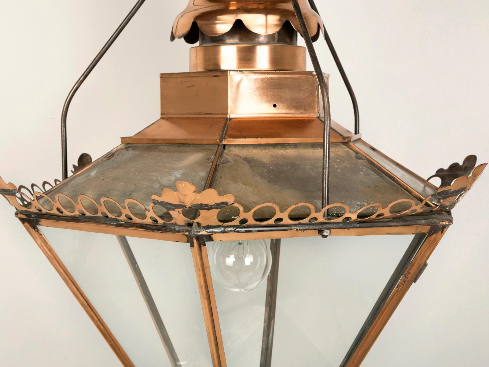 Anglais Ancienne lanterne anglaise en cuivre, c1800, provenant de la gare de Birmingham (Royaume-Uni)