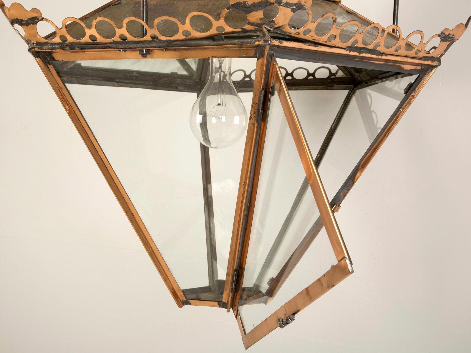 Fin du XIXe siècle Ancienne lanterne anglaise en cuivre, c1800, provenant de la gare de Birmingham (Royaume-Uni)