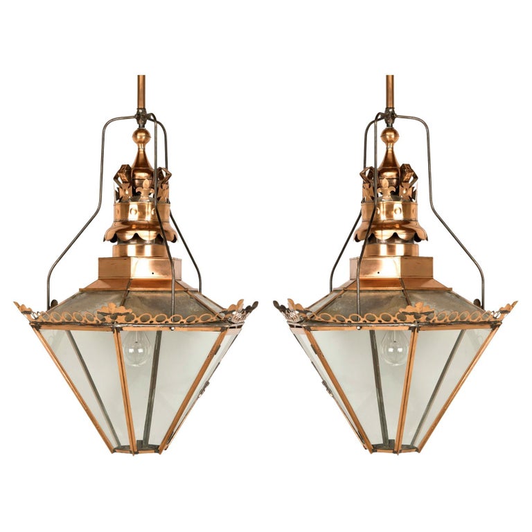 Antique English "Huge" Copper Lantern, c1800s from Birmingham UK Train