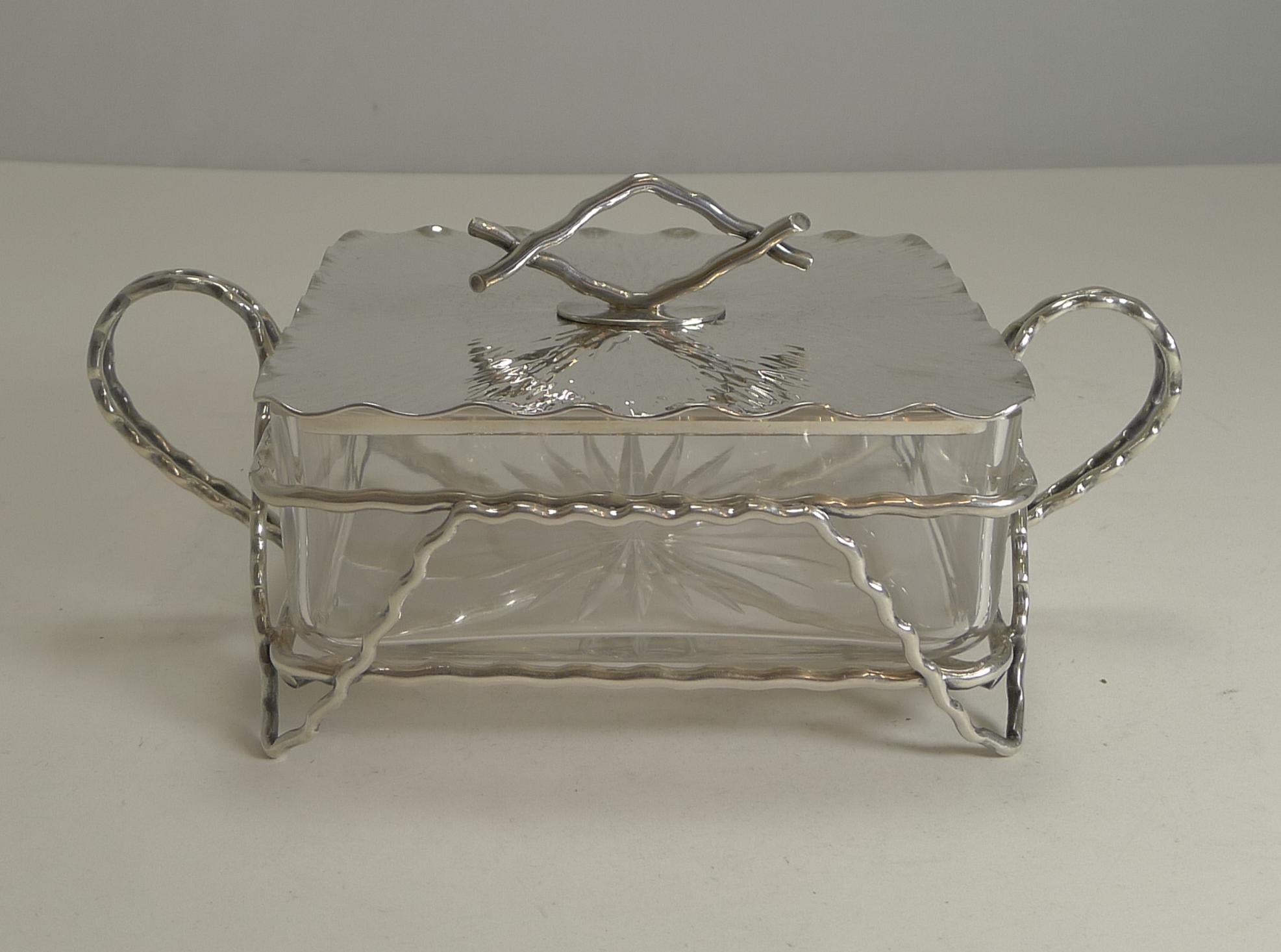 Silver Plate Antique English Hukin and Heath Butter Dish, circa 1880