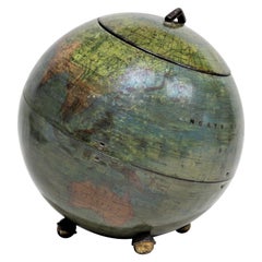 Antique English Huntley & Palmers Figural World Globe Advertising Biscuit Tin