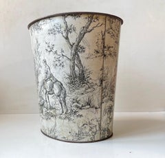 Antico cestino inglese idilliaco in lamiera di latta