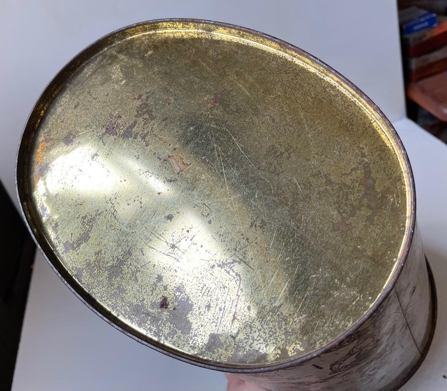 Antique English Idyllic Tin Plate Paper Waste Basket 2