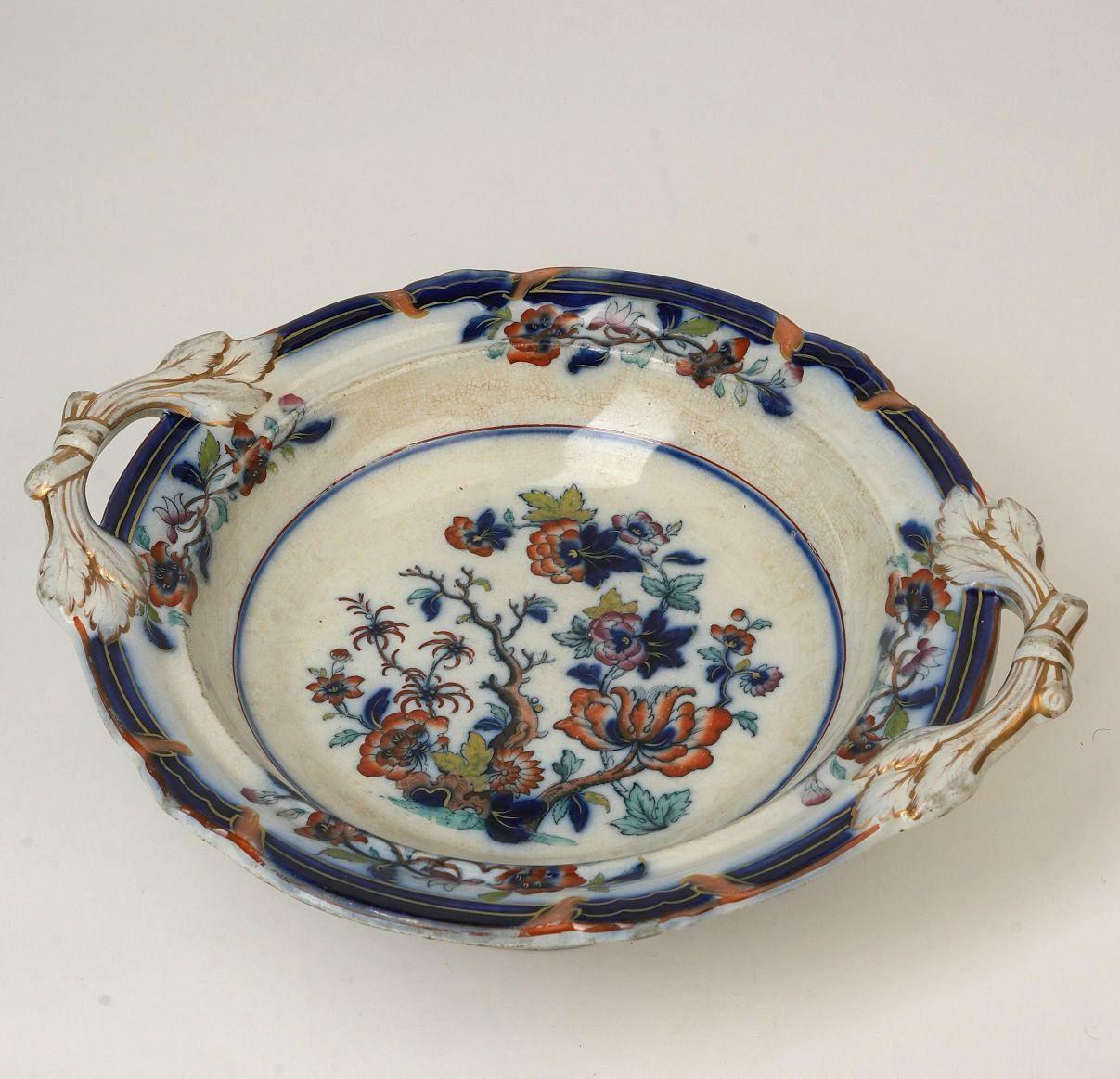 Earthenware Antique English Imari Compote by Thomas Dimmock & Co., Circa 1830s For Sale