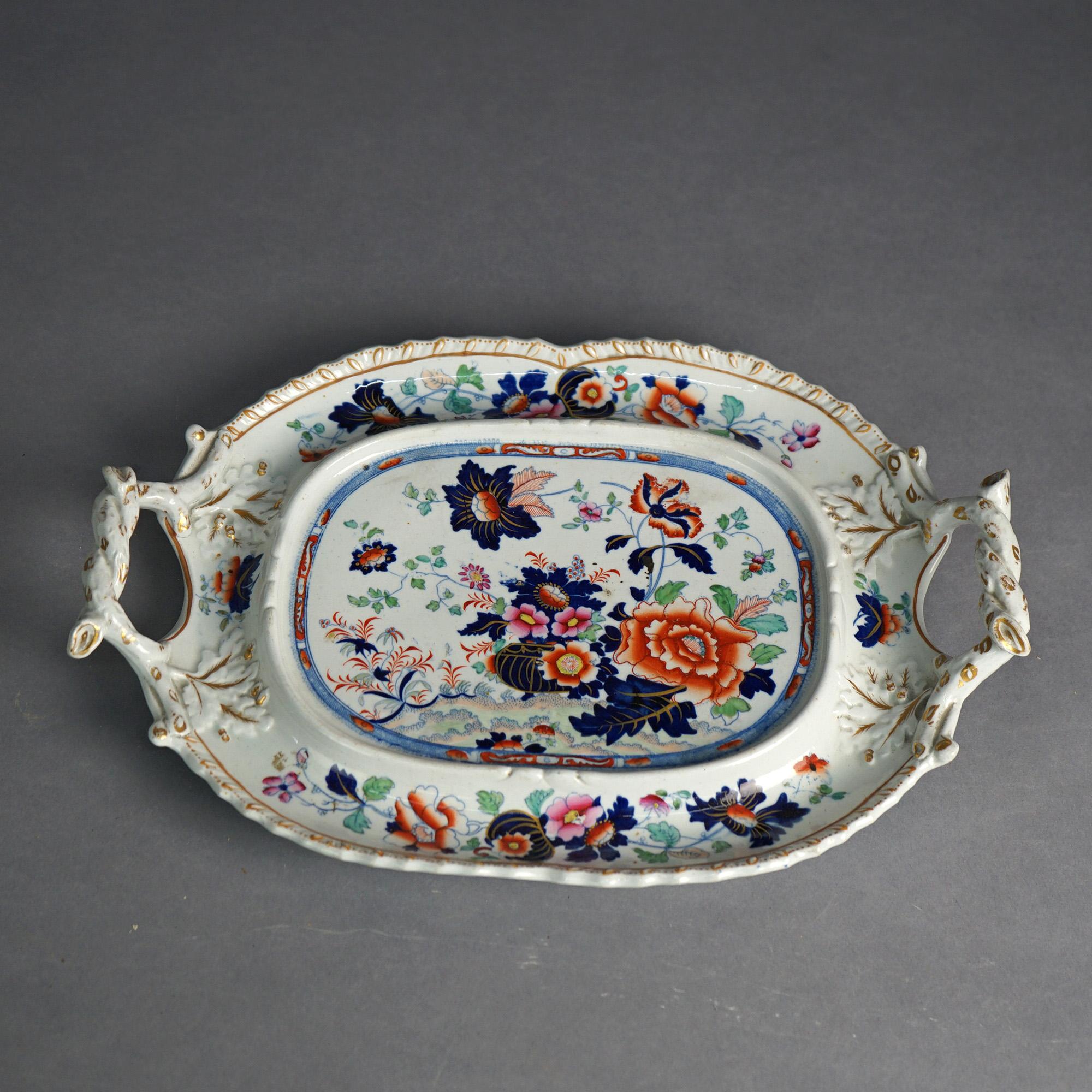 Antique English Imari Hand Painted & Gilt Porcelain Tureen & Underplate C1900 5