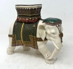 Antique English Indian Elephant Flower Vase James Hadley Royal Worcester Tiffany