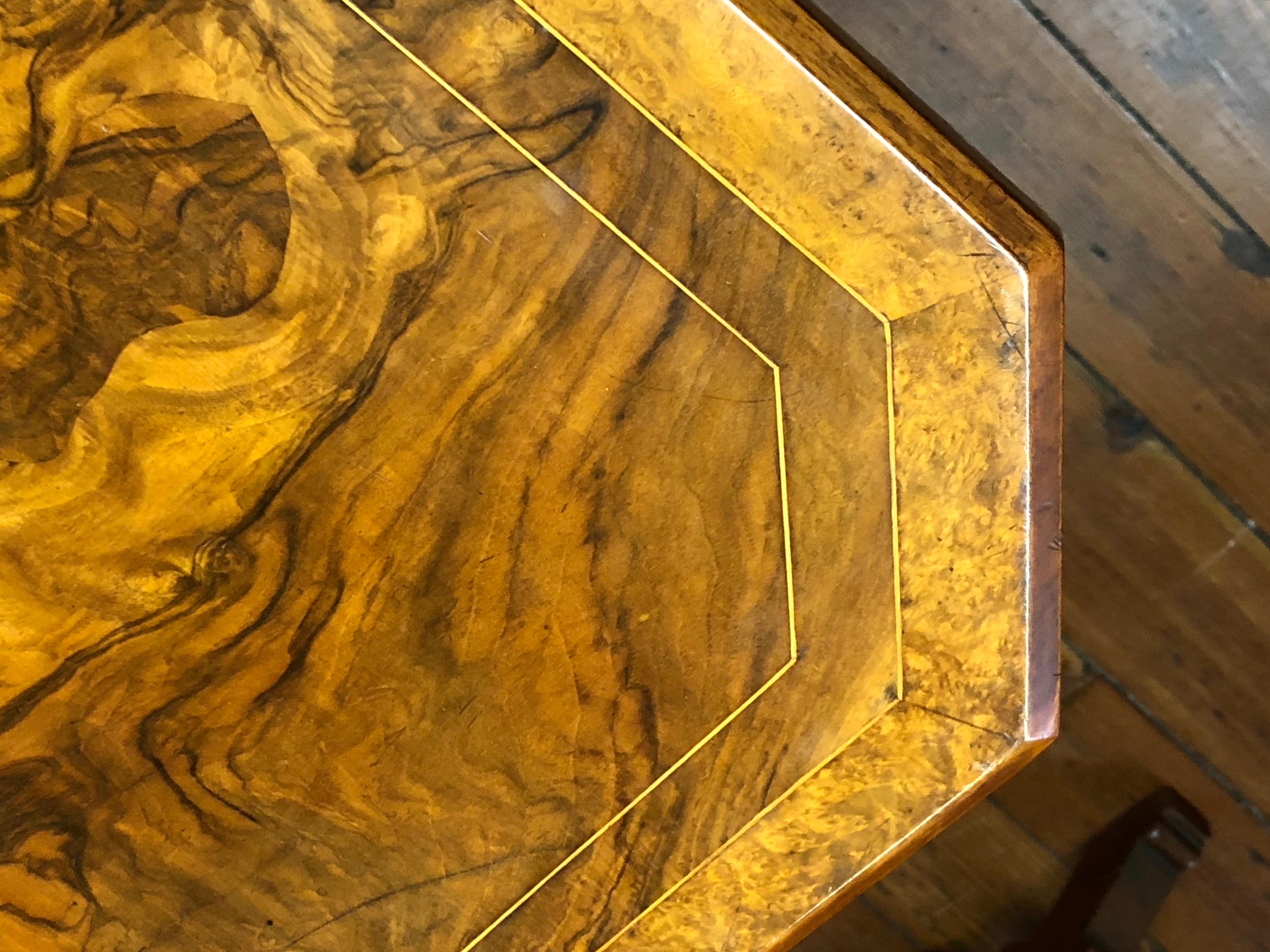 Victorian Antique English Inlaid Burr Walnut Versatile Drop-Leaf Sutherland Table