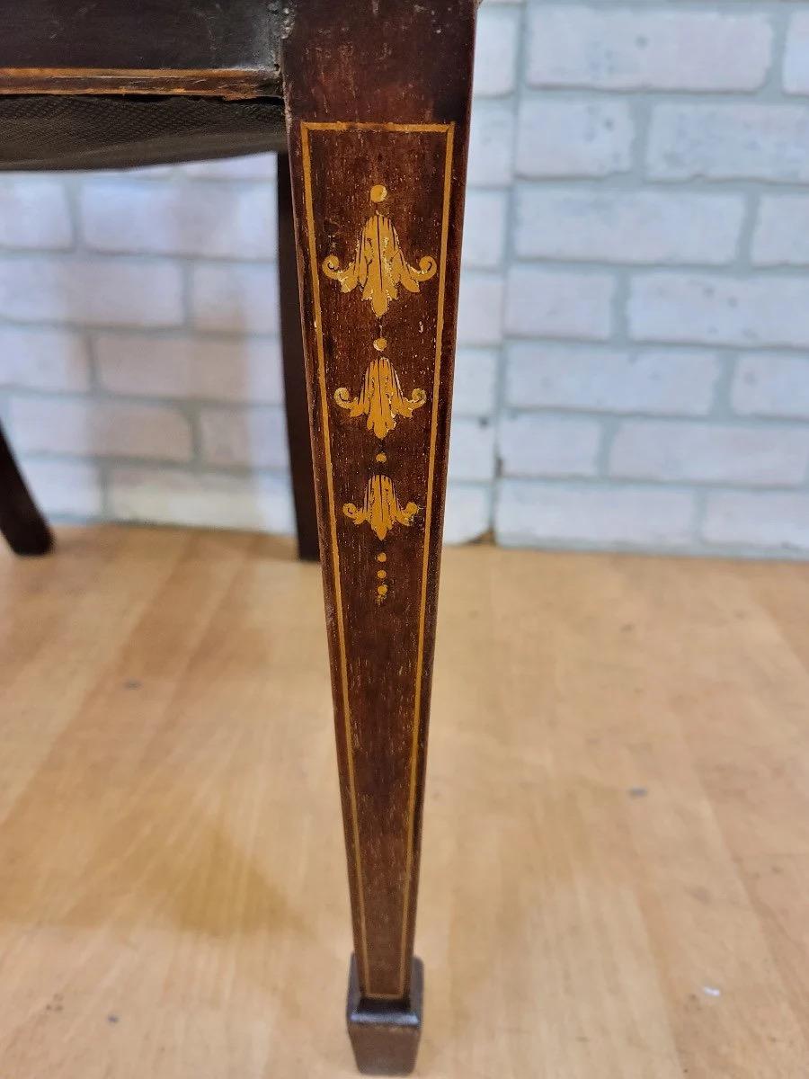British Antique English Inlaid Hepplewhite Style Shield Back Dining Chairs - Set of 6