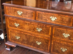 Antique English Inlaid Highly Figured Burr Elm Mule or Double Chest or Server