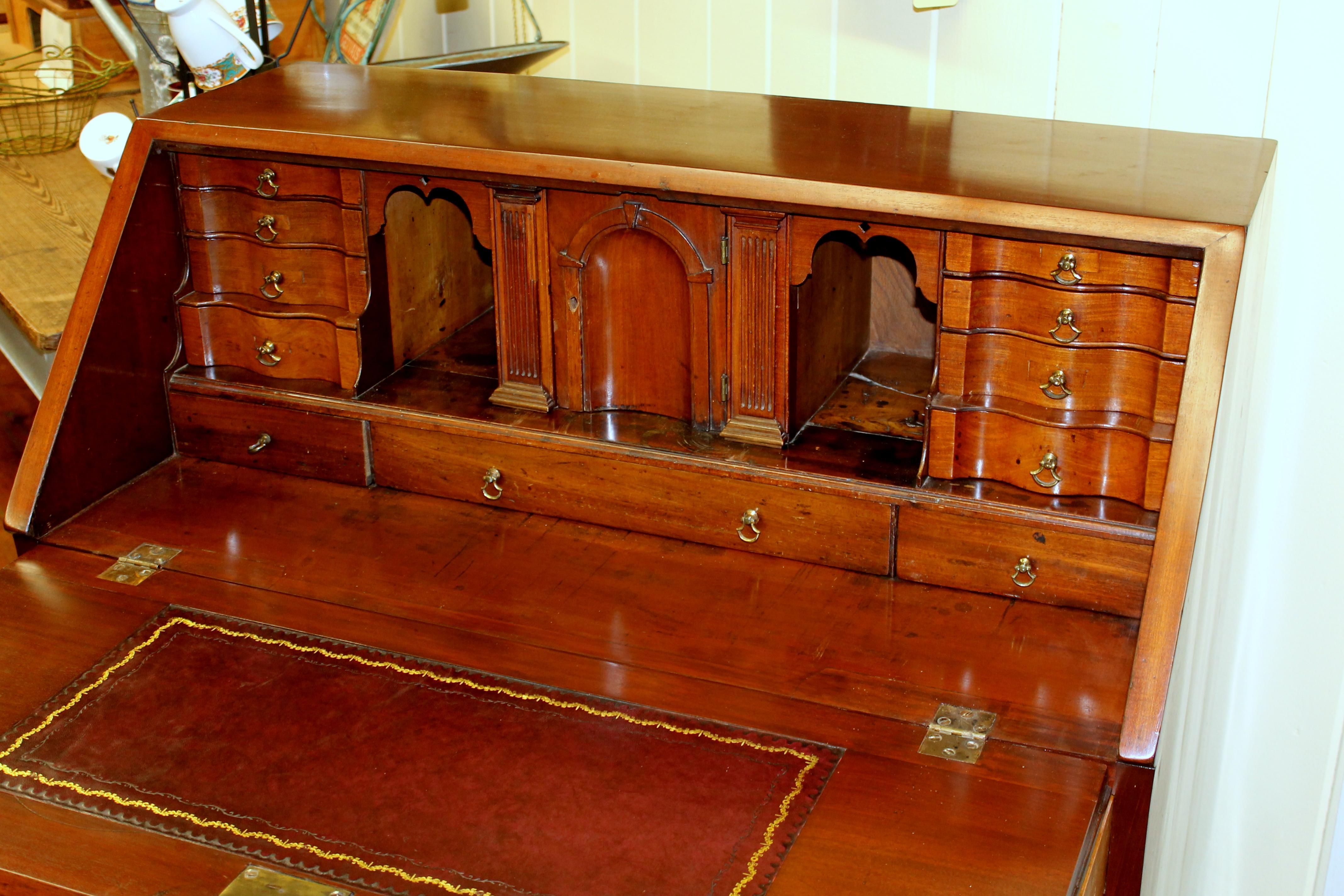 18th Century Antique English Inlaid Mahogany George III Slant-Front Bureau, Superb Interior