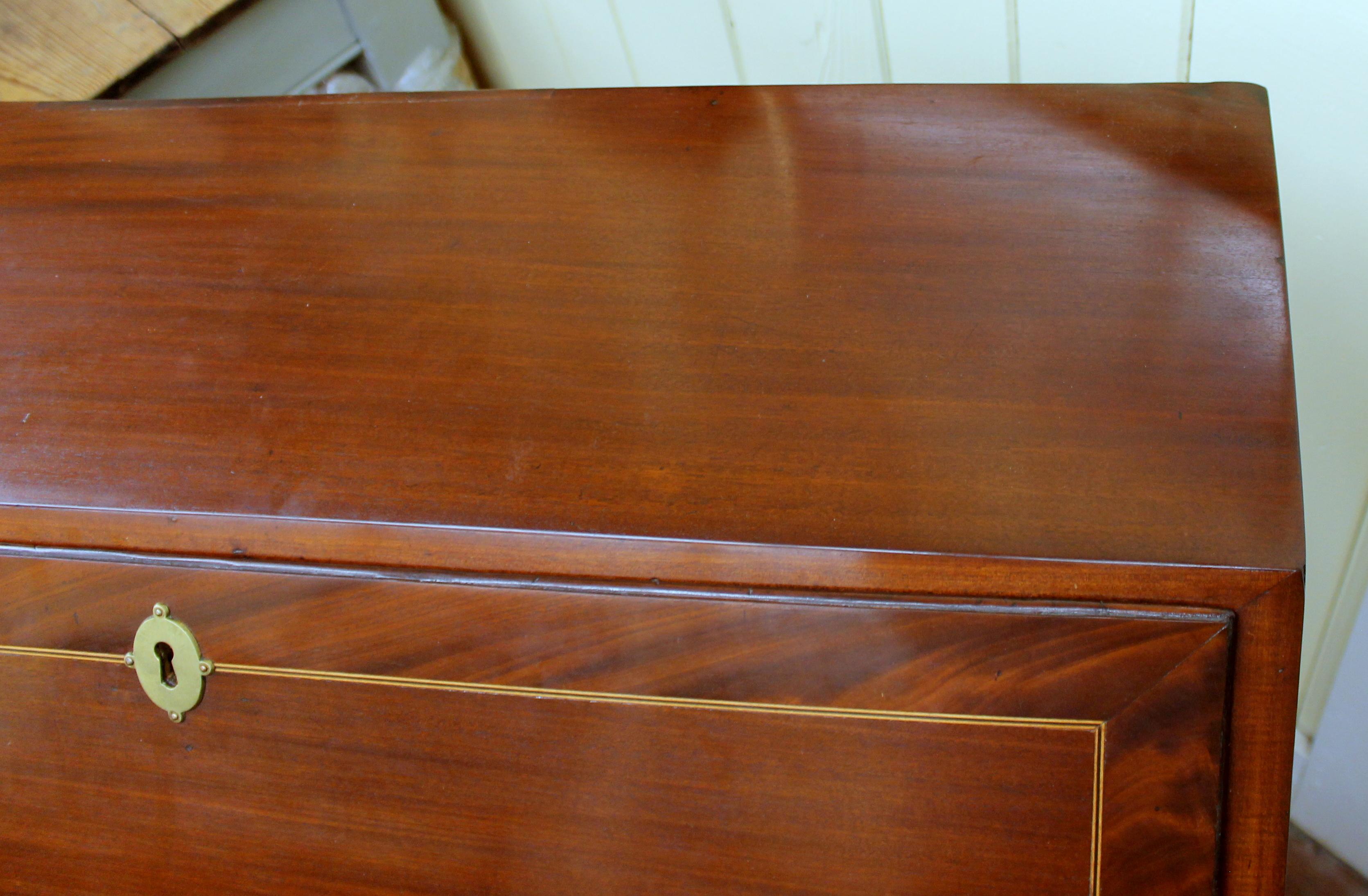 Antique English Inlaid Mahogany George III Slant-Front Bureau, Superb Interior 12