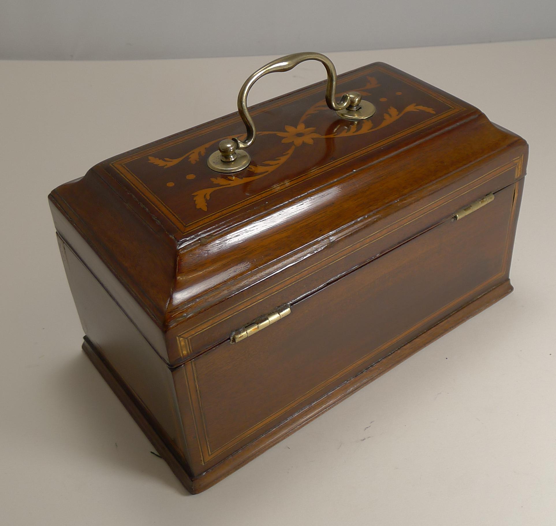 George III Antique English Inlaid Mahogany Tea Caddy, circa 1790 For Sale