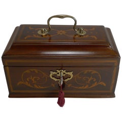 Antique English Inlaid Mahogany Tea Caddy, circa 1790