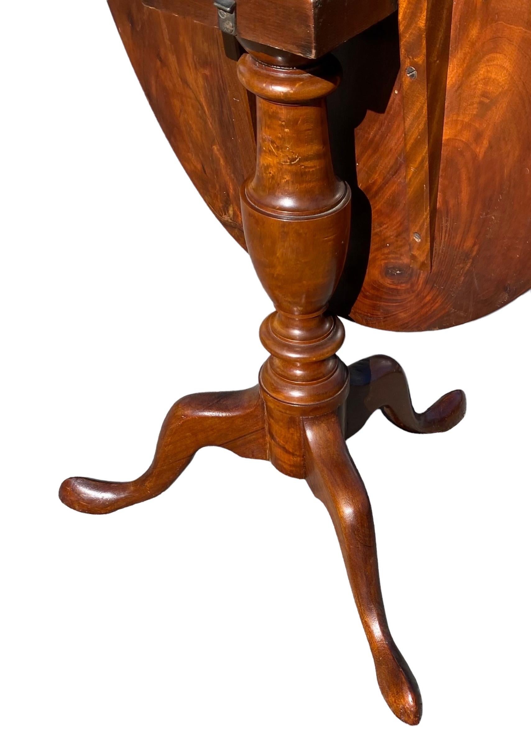 Antique English Inlaid Mahogany Tilt Top Side Table 1
