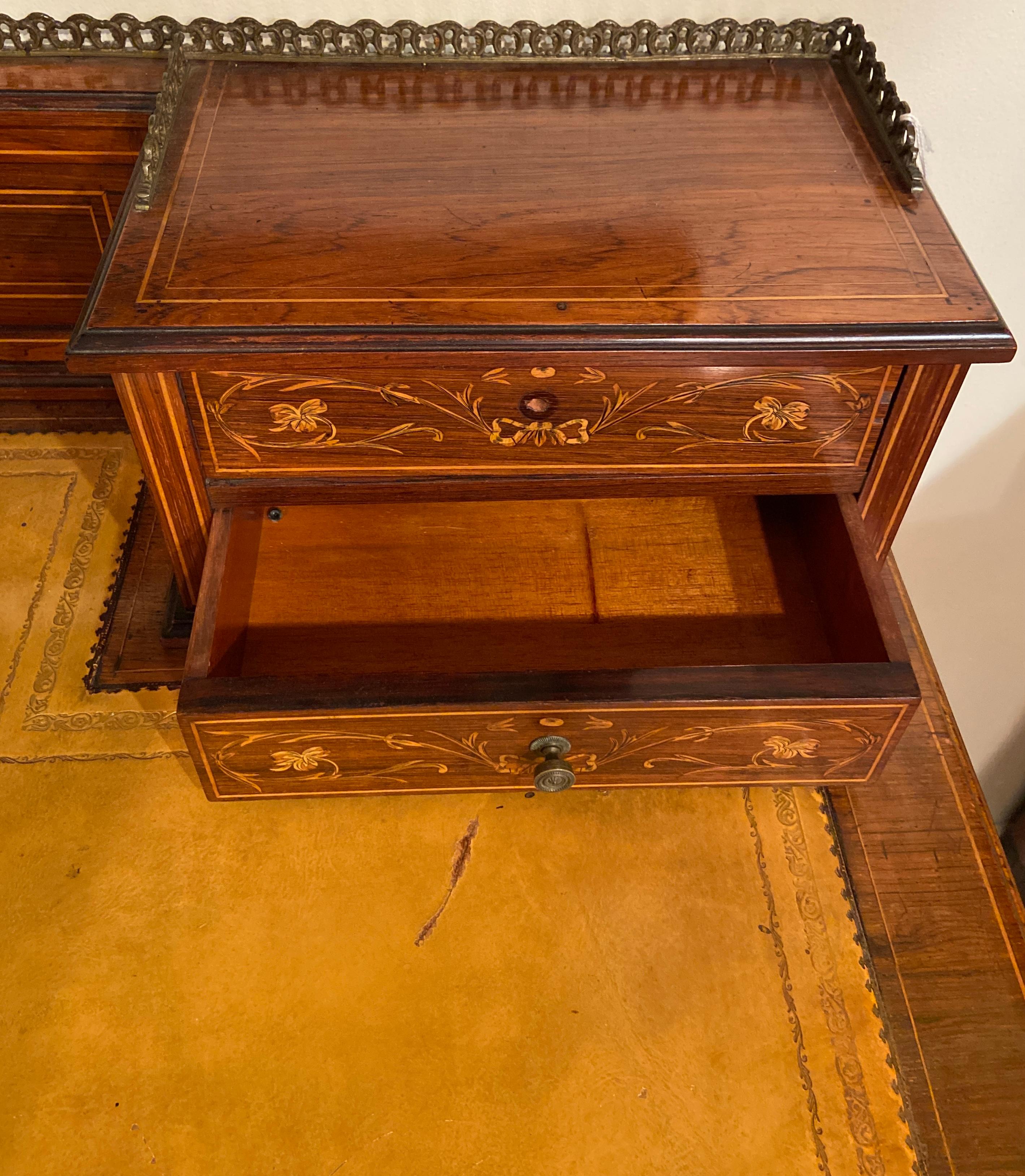 Antique English Inlaid Rosewood Writing Desk, Circa 1890 For Sale 5