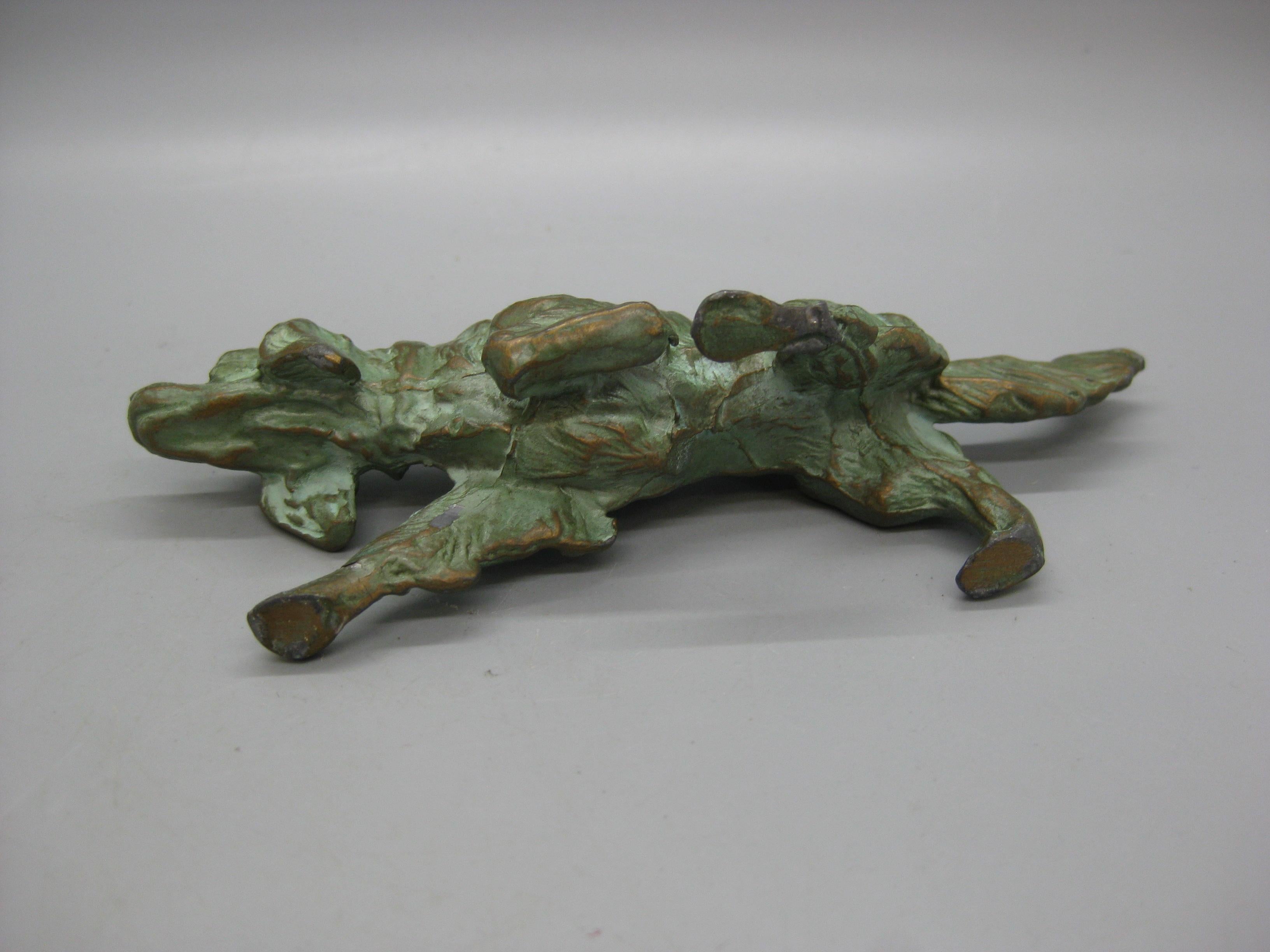 Antique English Irish Setter Dog Figural Verdigris Bronze Figurine Sculpture in vendita 5