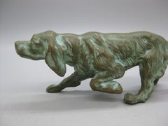 Antique English Irish Setter Dog Figural Verdigris Bronze Figurine Sculpture
