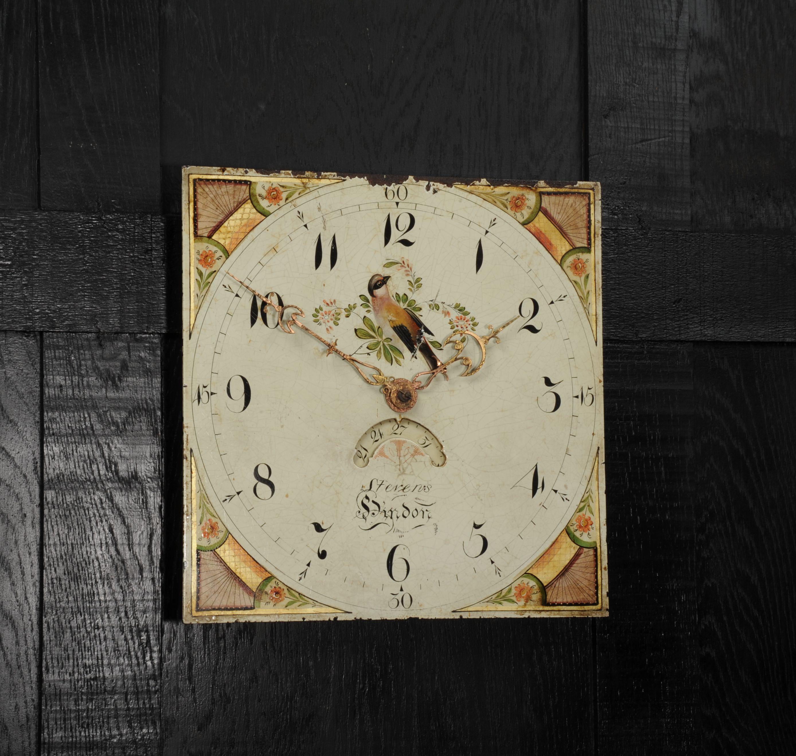 Brass Antique English Iron Clock Dial Face, Bird, Fully Working